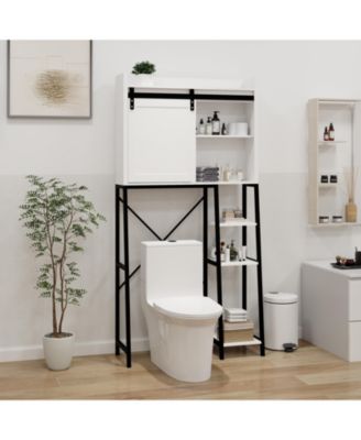 CASAINC 32.4"W MDF sliding barn door, side rack and adjustable shelves over-the-sink storage cabinet