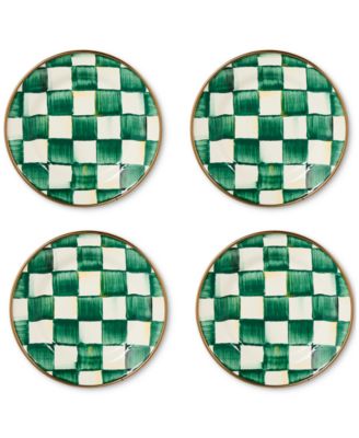 Emerald Check Appetizer Plates, Set of 4