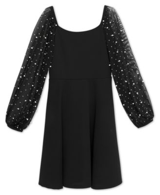 Big Girls Knee Length Long Sleeve Round Neck Dress
