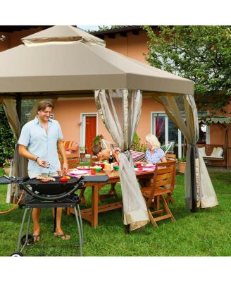 Outdoor 2-Tier 10'x10' Gazebo Canopy Shelter Awning Tent Patio Garden Screw-free structure
