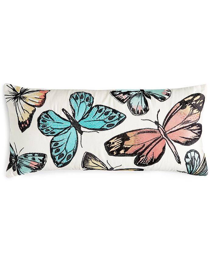 Home Design Studio Closeout! Beaded Butterfly Pillow, Created for Macy