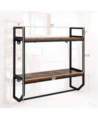 Wall-Mounted Over Toilet Shelving Unit with 2 Shelves and Towel Bar for Bathroom Storage