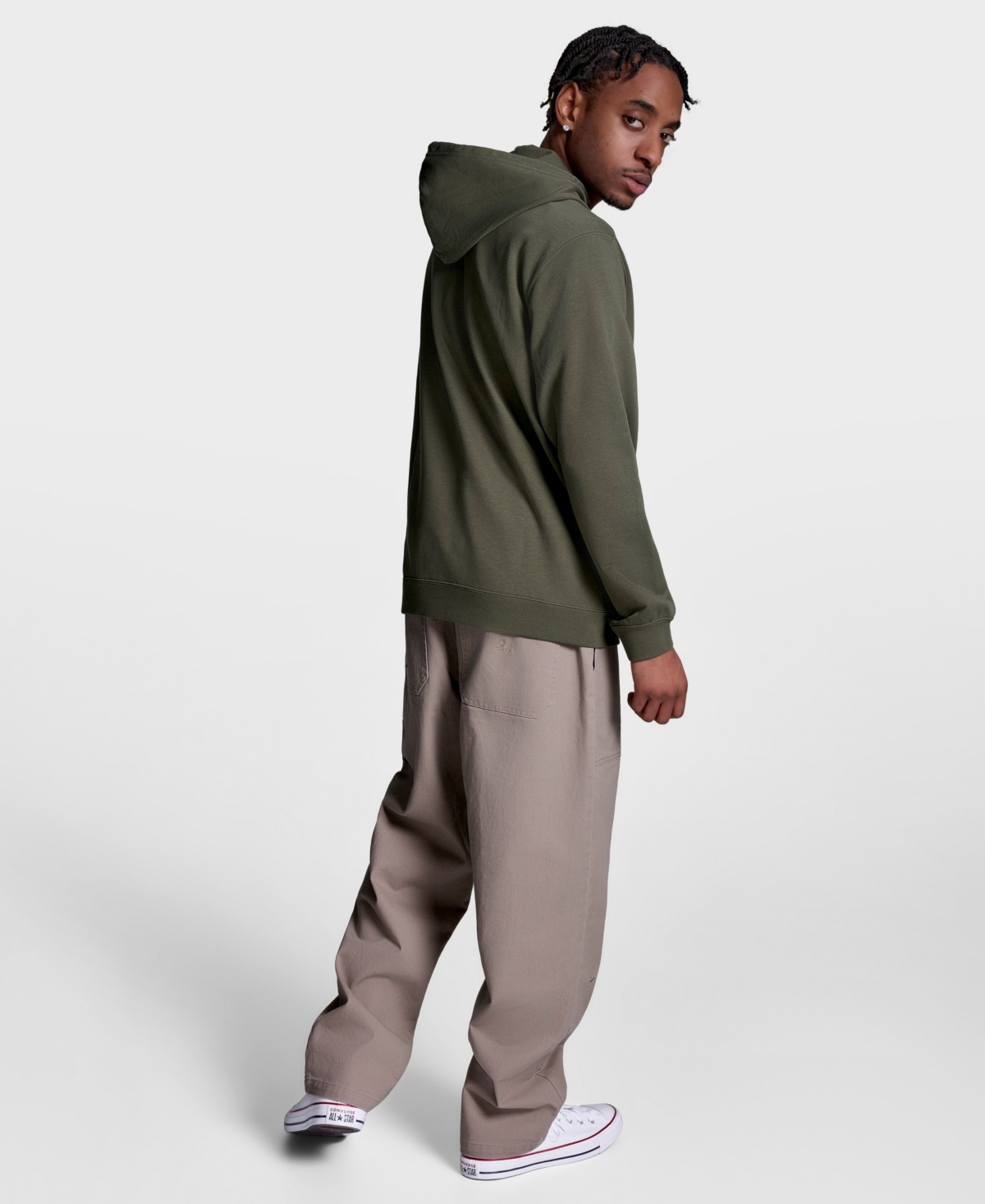Converse Men's Standard Fit Long Sleeve Sweatshirt In Gray