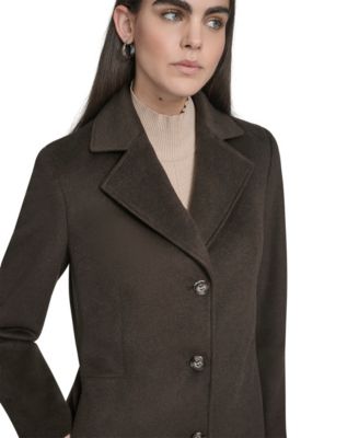 Womens Single-Breasted Wool Blend Coat