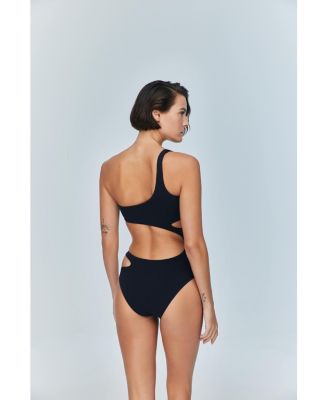 Women's Ocean Cutout Swimwear - One-Shoulder Monokini