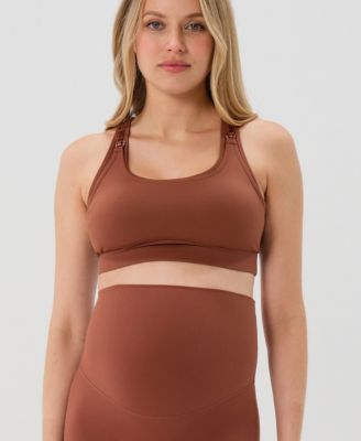 Women's High Impact Racer Back Maternity & Nursing Sports Bra with Easy-Release Breastfeeding Clips