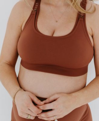Women's High Impact Racer Back Maternity & Nursing Sports Bra with Easy-Release Breastfeeding Clips