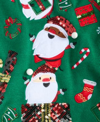 Petite Santa Surprise Crewneck Sweater, Created for Macy's