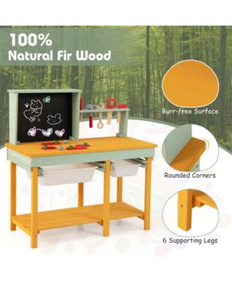 Wooden Kids Workbench Toy with Tools, Blackboard, and Storage for Ages 3–8