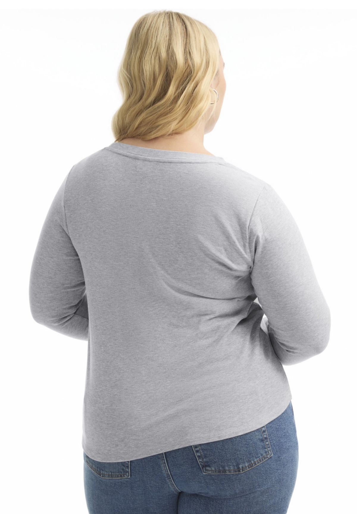 June + Vie Women's Plus Ribbed Crewneck Top