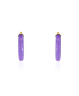 Lavender Jade Hoop Earrings 14K Gold