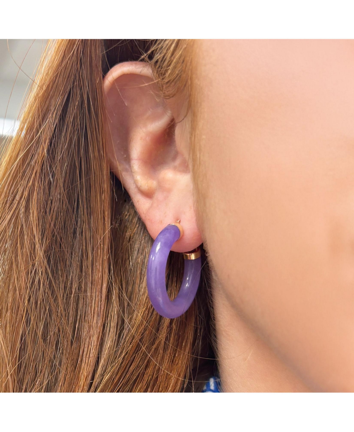 The Lovery Lavender Jade Hoop Earrings 14K Gold