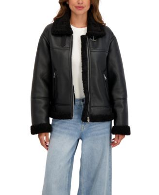 Women's Zip Front Faux Shearling Jacket