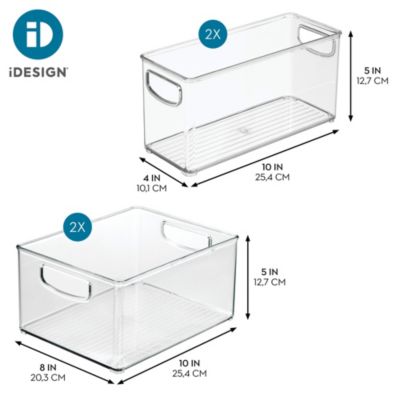 Plastic Stackable Pantry Bins with Handles, 4 Pack