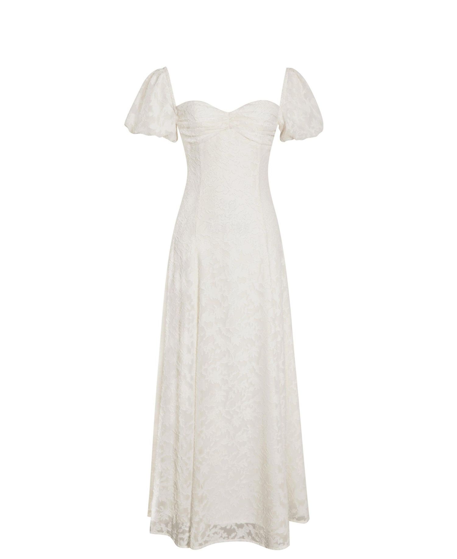 Women Pandora White Bubble Sleeve Backless Maxi Dress