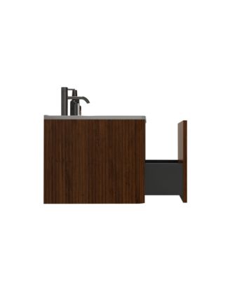 Etna 24" Floating Vanity With Ceramic Sink and Striped Surface, Pre-Assembled Unit