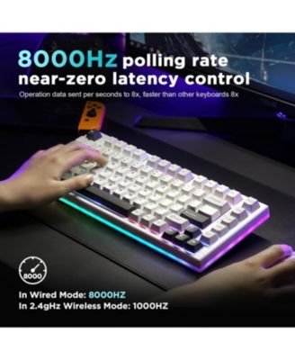 RT80 Rapid Trigger Hall Effect Magnetic Gaming Keyboard, 8K Polling Rate,75% Layout,BT/2.4GHz/Wired,RGB Backlit,Hot Swap,Adjustable Actuation Wireless