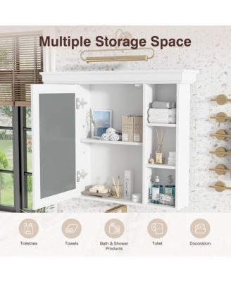 35&amp;quot; x 28&amp;quot; Wall Mounted Medicine Cabinet with Mirror Door and 6 Open Shelves, Modern Bathroom Cabinet