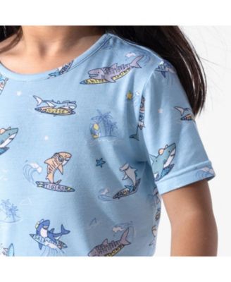 Kids Unisex Shark School 2-Piece Short Sleeve & Shorts Pajama Set
