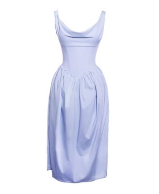 Women Reina Blue Drop Waist Corset Midi Dress