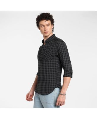 Men's Charcoal Grey Gingham Shirt