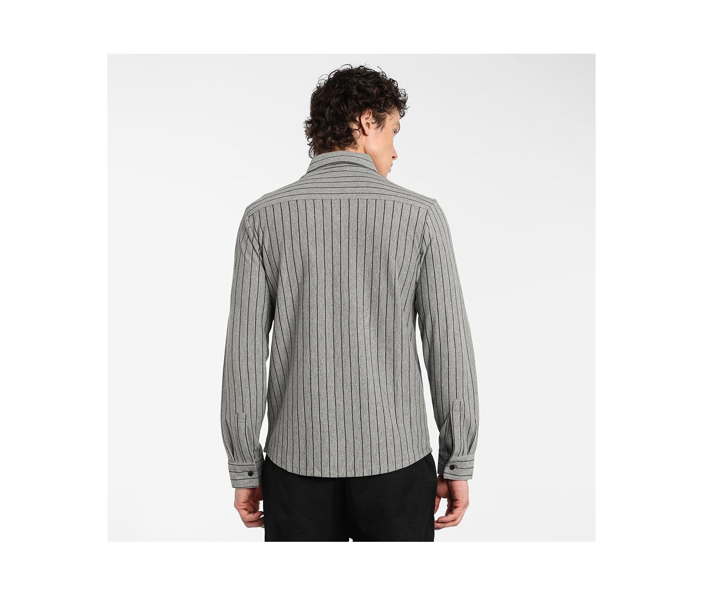 Мужская рубашка Cahoot Campus Sutra Moon Grey Pinstriped, цвет: Серый — фото 5
