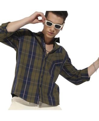 Men's Olive Green Tartan Plaid Shirt