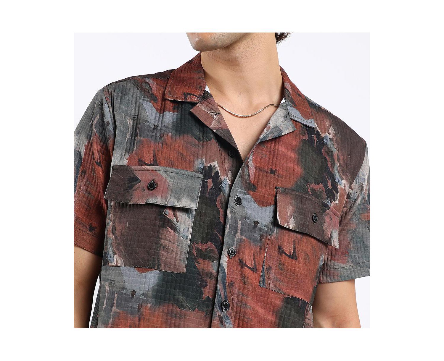 Men's Abstract Utility Oversized Shirt
