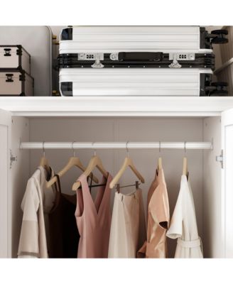 Modern Nordic style minimalist 4-door 2-drawer armoire, white wardrobe, bedroom closet