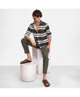 Men's Navy Blue Contrast Panel Knit Shirt