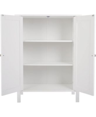 Compact Storage Cabinet with Doors & Adjustable Shelf - White Bathroom Furniture for Multi-Room Organization