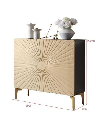 Arvo Modern Console Table – Textured Front with Black Frame & Gold Legs, Sculptural Entryway Sofa Storage Sideboard