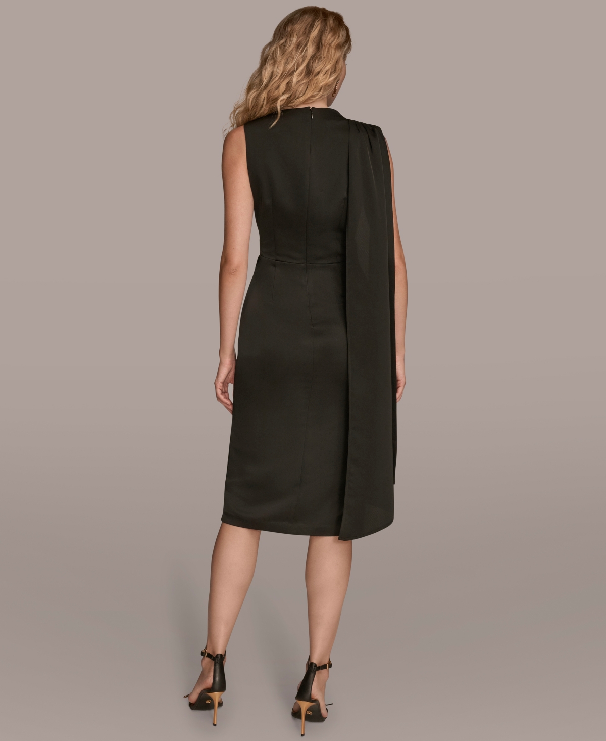 Donna Karan Women's Satin Scarf Sheath Midi Dress In Black