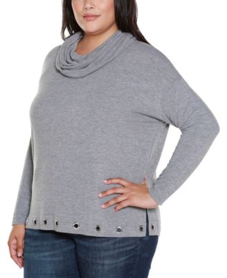 Plus Size Hacci Cowl Neck Knit Top
