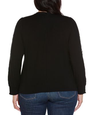 Plus Size Slit-Sleeve Keyhole Knit Top