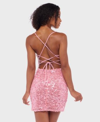 Juniors' Scoop Neck Sequin Dress