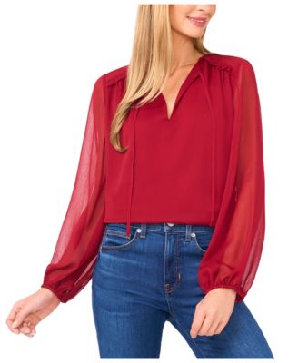 Women's Long Sleeve Ruffle Detail Top