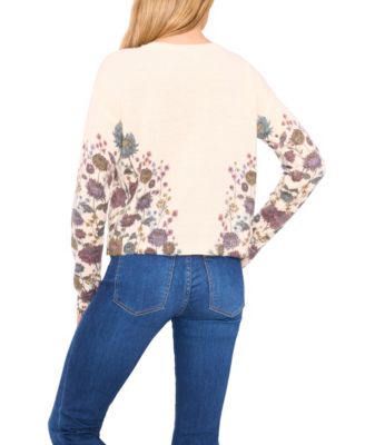 Women's Floral Print Crewneck Sweater