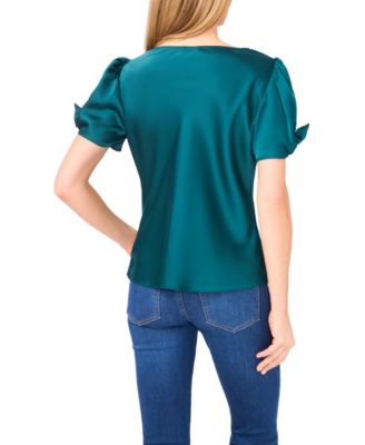 Women's Cowl Neck Bubble Short Sleeves Top