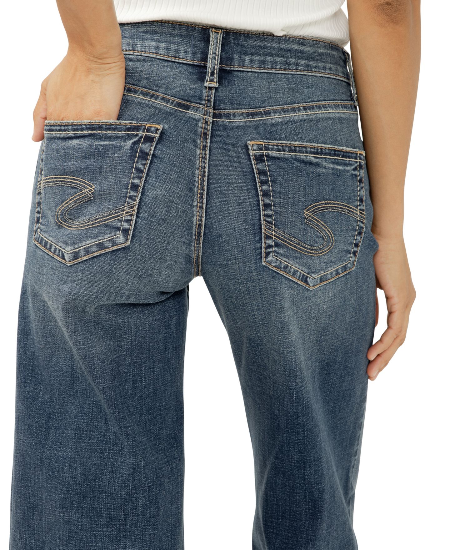 Женские джинсы Silver Jeans Co. Suki Wide Mid Rise Curvy Fit, цвет: Billie — фото 4