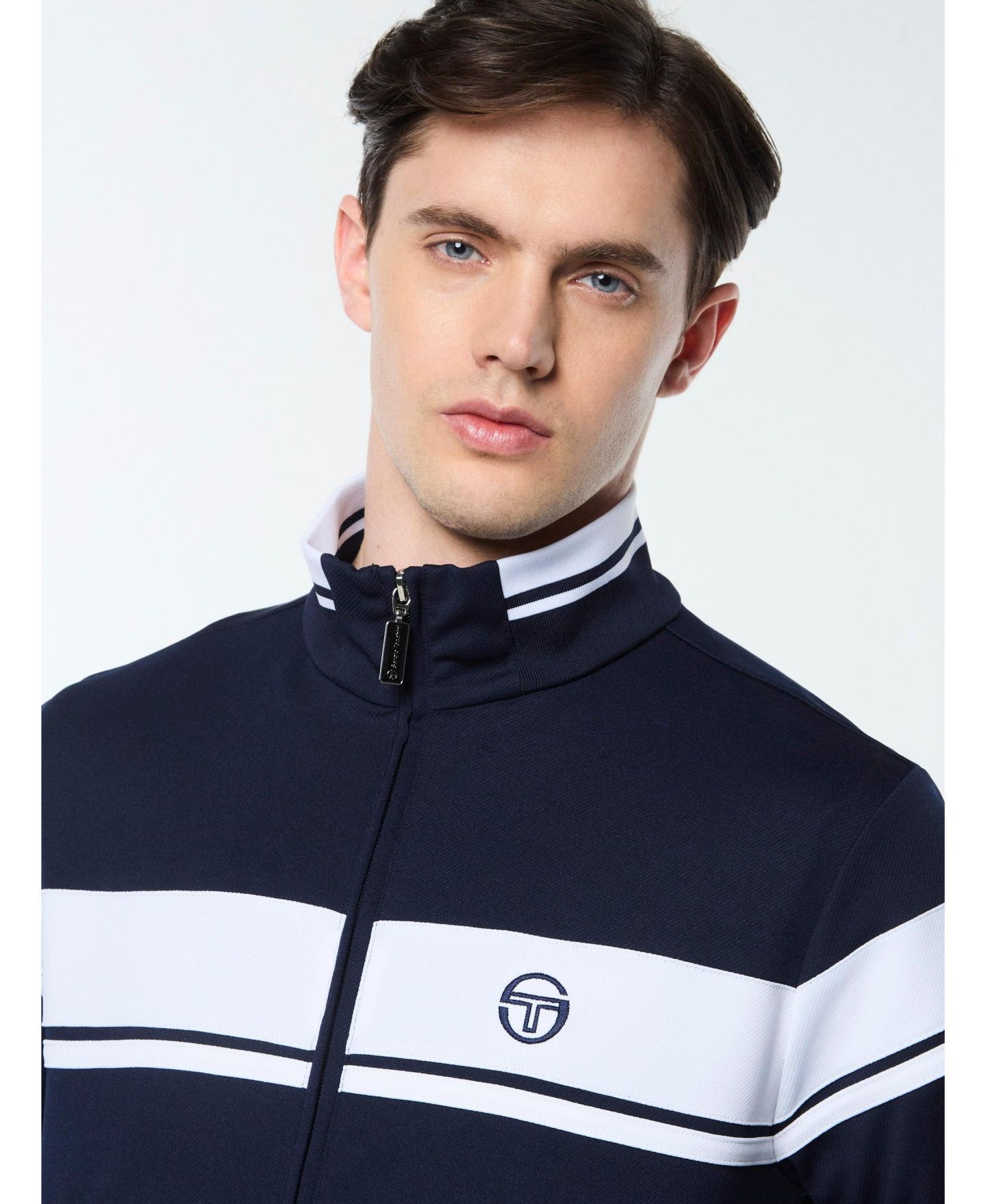 Мужская куртка Sergio Tacchini Damarindo Track Jacket Archivio, цвет: Синий / Белый — фото 7