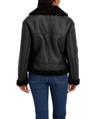Women's Assymetrical Moto Faux Shearling Jacket