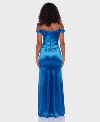 Juniors' Cowl-Neck High-Slit Corset Gown, Created for Macy's