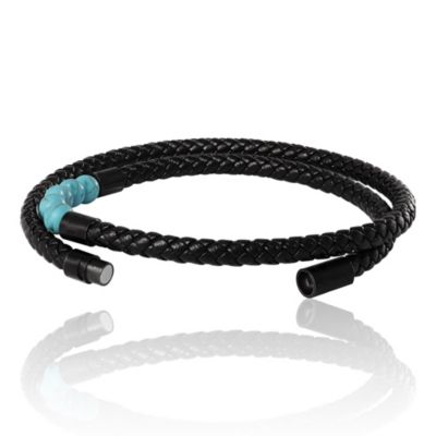 Leather & Turquoise Beaded Bracelet - 16.5''