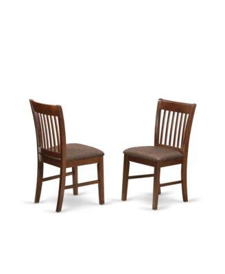 3 Piece Kitchen Table Set - Mahogany Dinning Table and 2 Mahogany Linen Fabric Kitchen Chairs with Slatted Back - Mahogany Finish