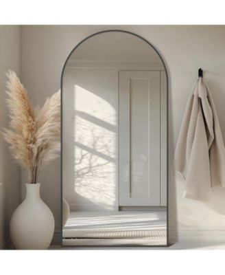 Full Length Mirror, 76"x34" Floor Mirror, Arch Floor Standing Mirror Freestanding Arch Full Body with Stand for Bedroom, Hanging Mounted for Living Room Cloakroom, Black