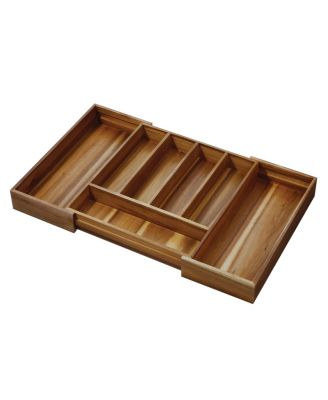 Expandable Acacia Wood Cutlery Drawer Organizer -Natural