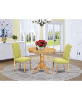 3-Piece Solid Wood Dining Set with Square Table and 2 Upholstered Chair