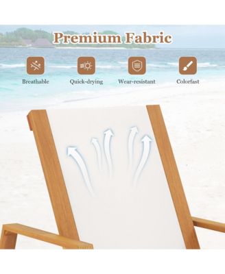 Outdoor Chaise Lounge with  Adjustable 5-position Backrest Solid Wood Frame