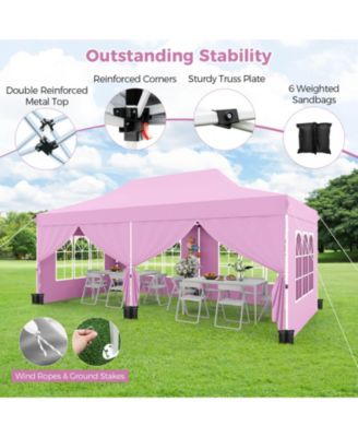 10 x 20FT Pop up Canopy Outdoor Canopy Tent with 6 Sidewalls Carrying Bag